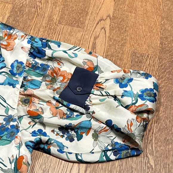 Smythe Poet Blouse Botanical Floral Print Satin Blouse L/S Shirt Womens Medium - Picture 5 of 10